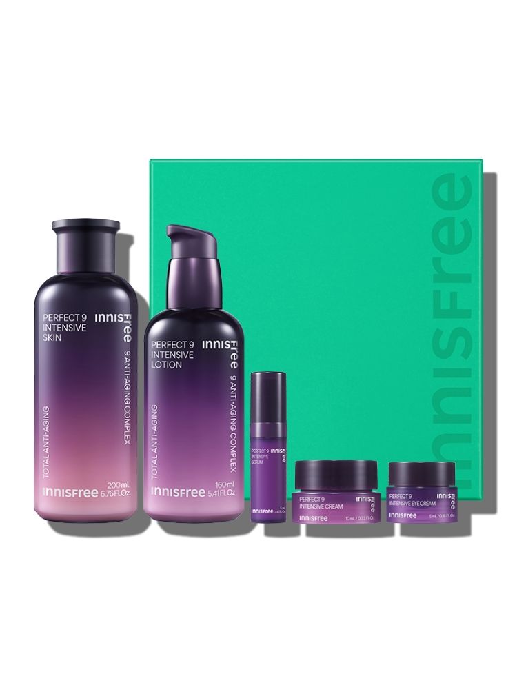 [イニスフリー] パーフェクト9 インテンシブプラン 2点セット 1セット (化粧水 200ml + 乳液 160ml + セラム 5ml + アイリーム 5ml + クリーム 10ml)