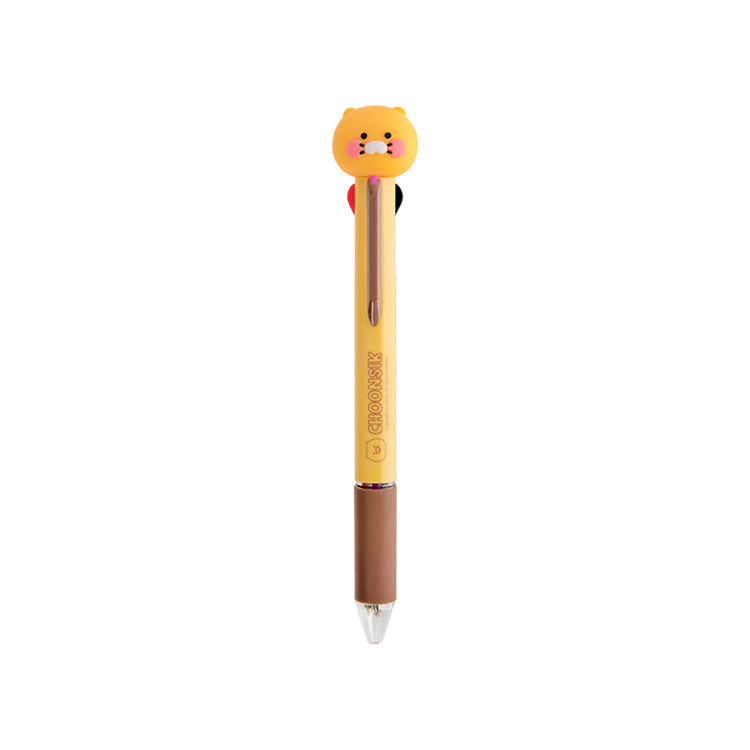 [カカオフレンズ] チュンシク フィギュア付き4色ボールペン スタンダード 0.7mm (黒, 赤, 青, ネオンパープル)